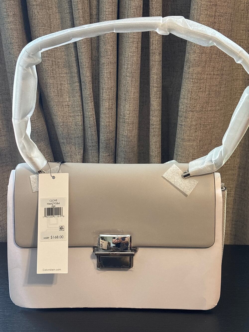NWT CALVIN KLEIN CLOVE TRIPLE COMPARTMENT TOTE SHOULDER BAG GRAY